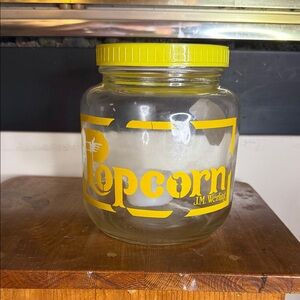 J.M. Werling 1970s - Glass - Yellow Popcorn Jar